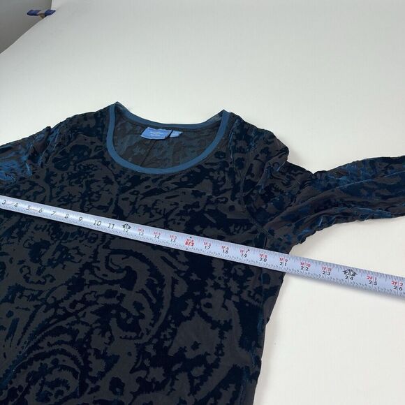 Simply Vera Wang Burnout Velvet Top Sz XL Teal Black Whimsigoth Fairy Grunge - Picture 5 of 12